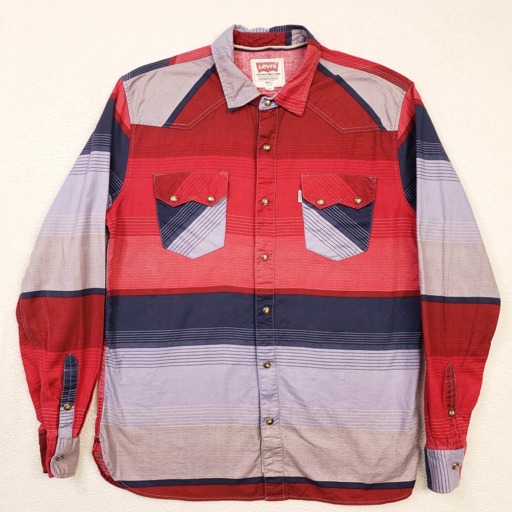 Levi's Pearl Snap Shirt Mens Small Red Striped Western Limited Edition 35 of 264
